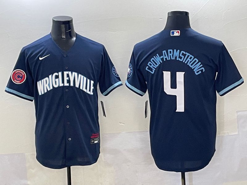 Men Chicago Cubs #4 Crow-Armstrong Dark Blue City Edition 2025 Nike MLB Jersey style 17->chicago cubs->MLB Jersey